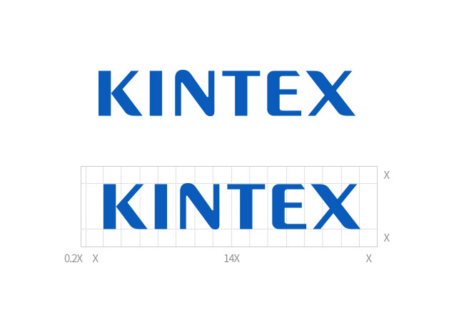 KINTEX 영문 심볼마크와, KINTEX 영문 심볼마크 규격 이미지