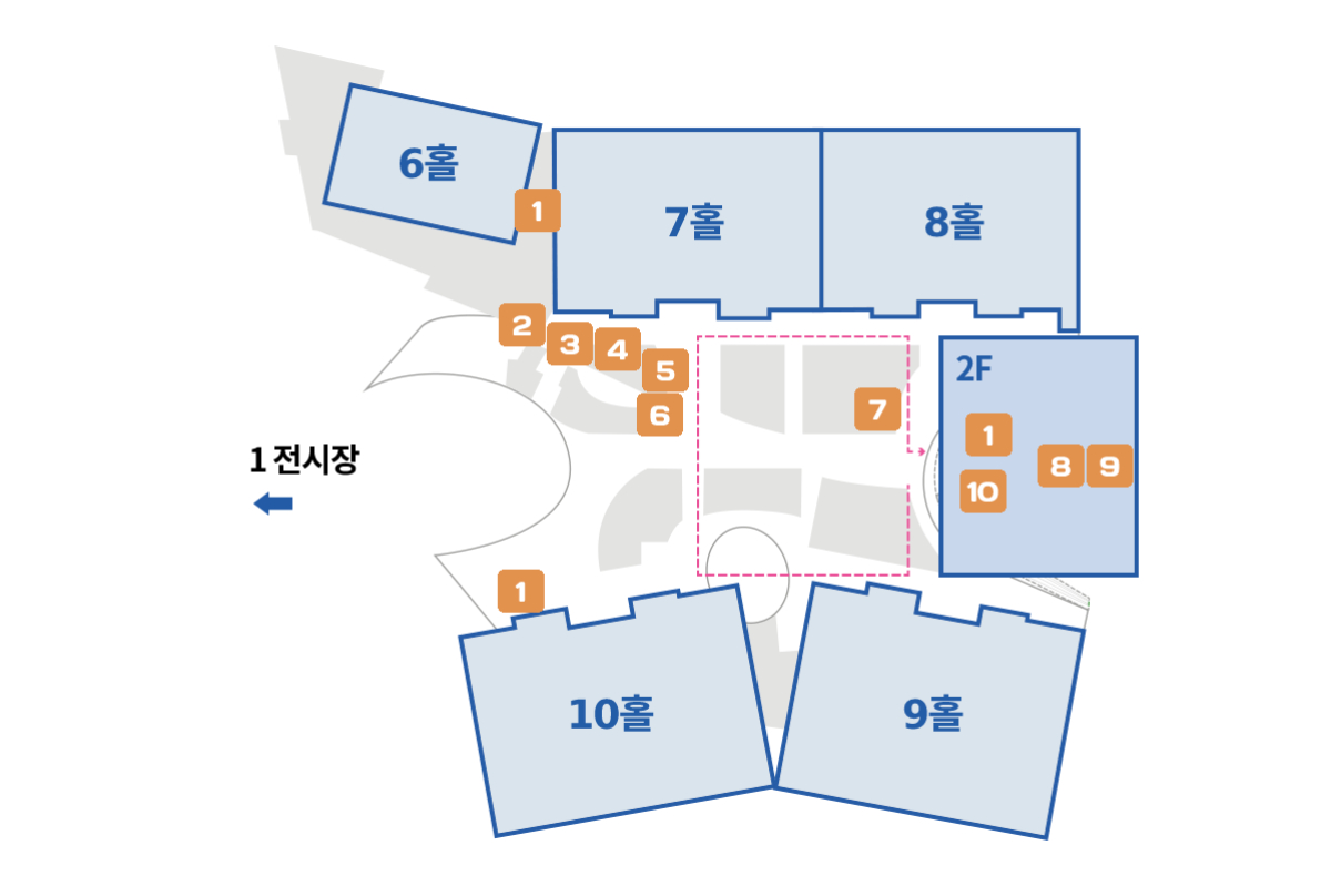 제2전시장 1층,2층,3층 시설 위치 이미지